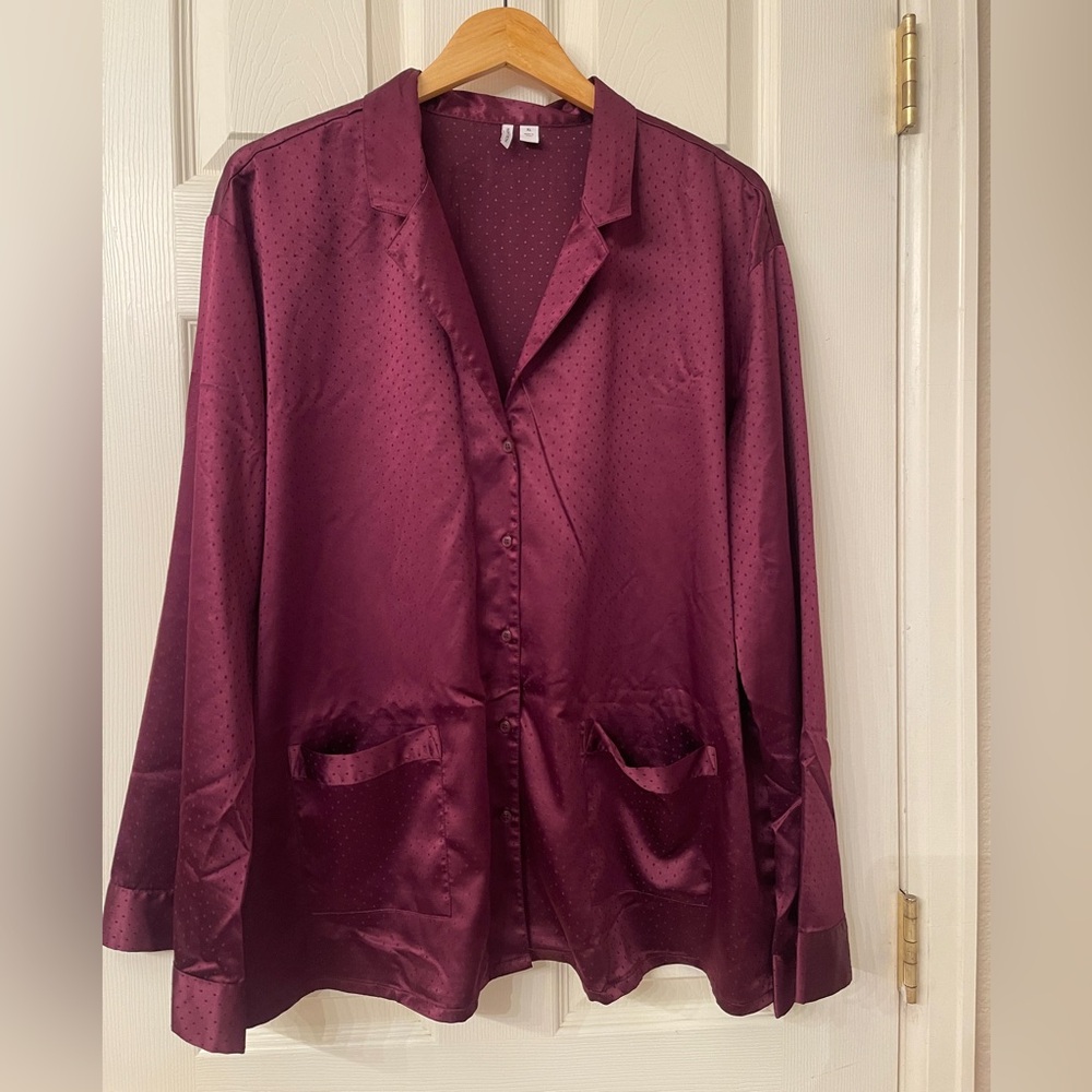 Nordstrom Deep Purple Women's PJ Top Silky.